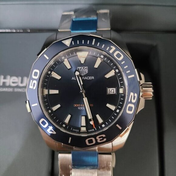 100% Authentic TAG Heuer Aquaracer Blue Dial 41mm Men's Watch WAY111C.BA0928 - Picture 3 of 10